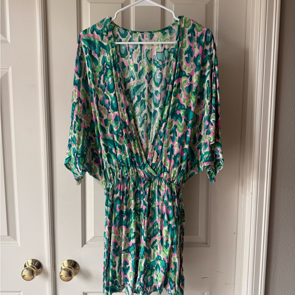 Cupshe Green Pink and Teal Floral Print Romper